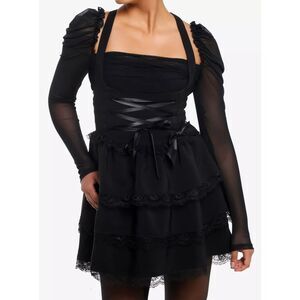 Social Collision Black Tiered Lace Underbust Skirtall Size Small